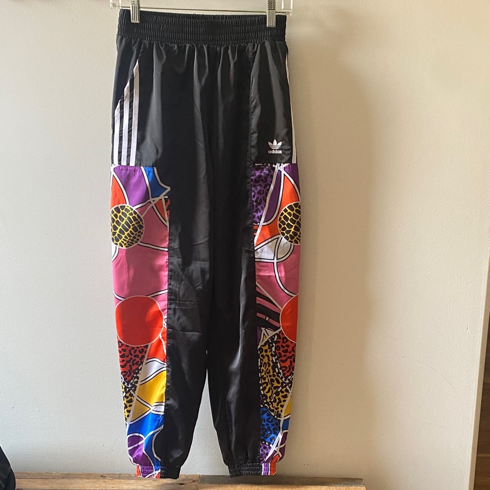 Adidas Kids Black Joggers with Multicolor Accents